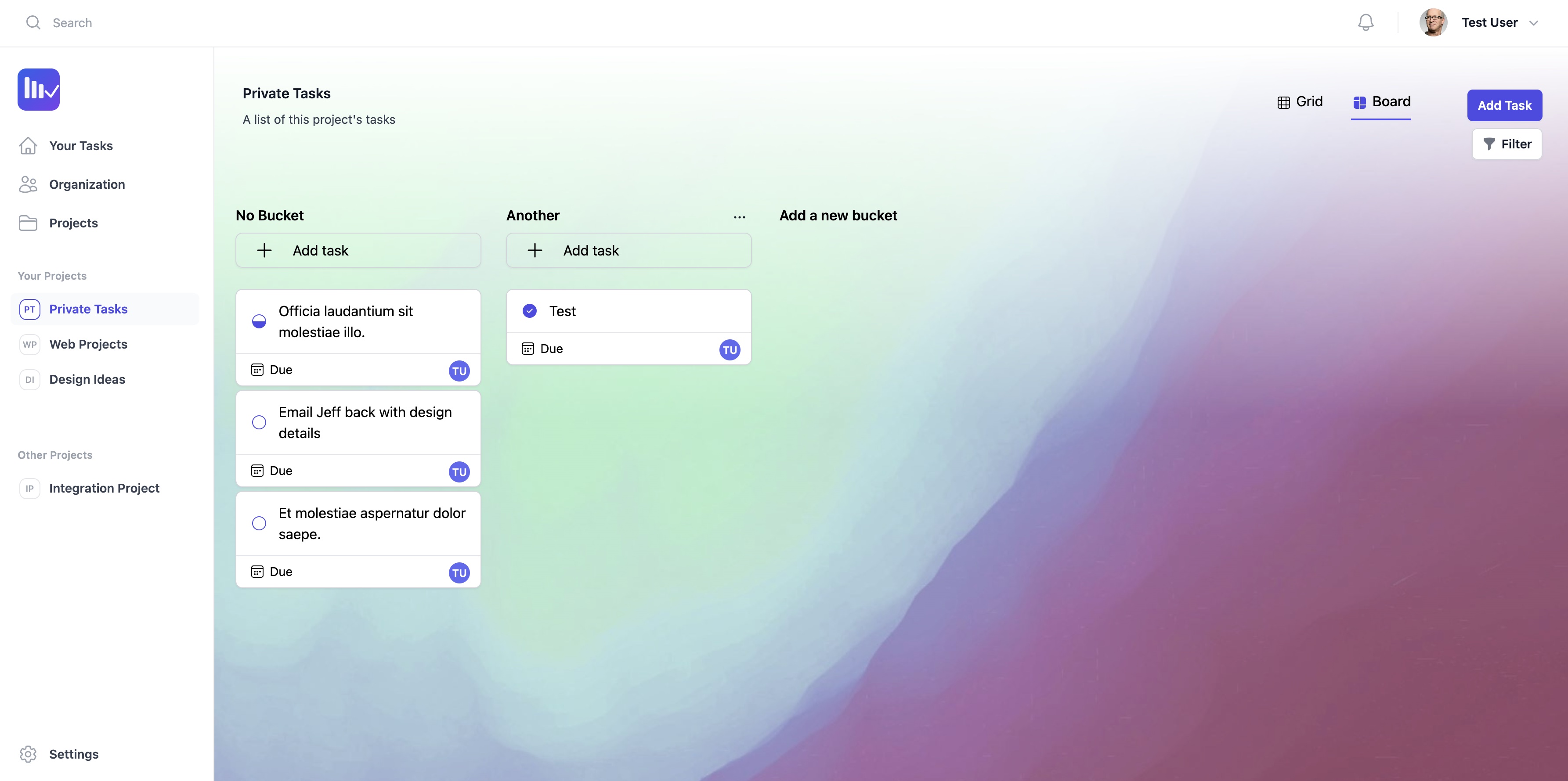 Private Projects Interface